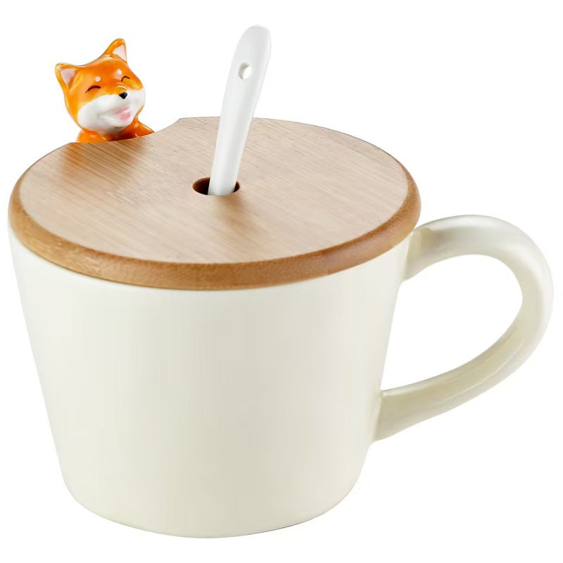 Adorable Ceramic Cup with Bamboo Lid & Spoon ๐ฑ๐ถ โ Perfect for Coffee, Tea & Soups โ๏ธ