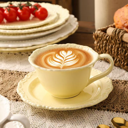 Elegant Ceramic Cup & Saucer Set ☕✨ – Perfect for Coffee, Tea & Every Sip!